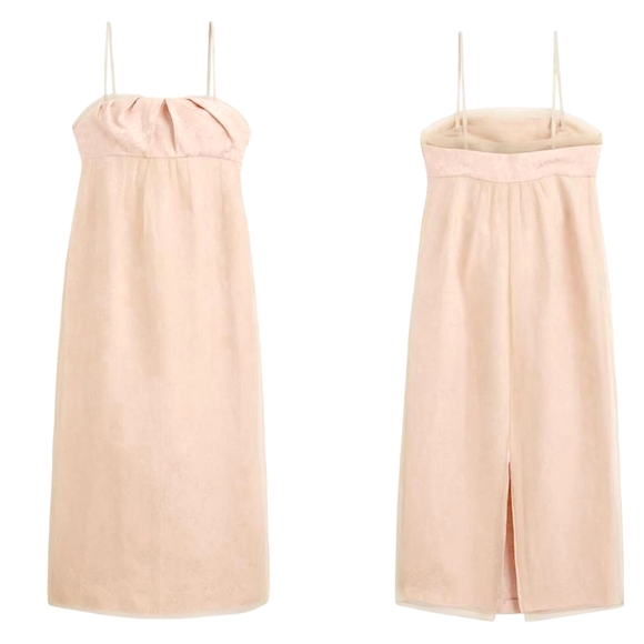 Zara Limited Edition Mixed Organza Midi Dress linen dusty pink studio - Picture 5 of 14
